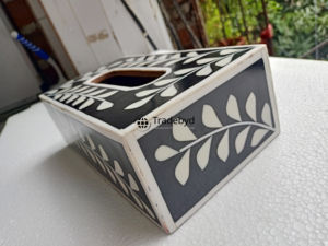 Caja y Soporte para Pañuelos de Diseño Artesanal con Incrustaciones de Hueso Ecológicas de Primera Calidad, Decoración de Lujo para Sala de Estar, Tradebyd - Product Image 3