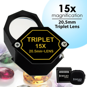 15x Hexagonal Jewelry Loupe Magnifier 20.5mm Triplet Lens Design Magnification Loupe <b>Black</b> <b>Frame</b> Metal (Aluminum) - Product Image 1