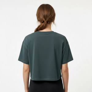 Women Fashion <b>Crop</b> T Shirt Short Sleeve Boxy Cotton Oversized Streetwear T Shirt Casual Summer Wholesale Custom Logo OEM Bulk - Product Image 2