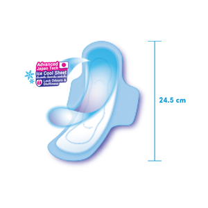 Toallas Sanita Ice Cool Slim Wing de 24.5cm para Flujo Abundante, Uso Diario, con Control de Olores y Absorción Rápida - Product Image 4