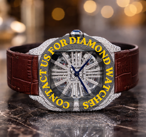 Nuevo Reloj Mecánico Impresionante con Caja Cuadrada, Esfera Esqueletizada, Correa de Cuero Marrón, Diamantes Moissanite, Hermoso y Resistente al Agua - Product Image 1