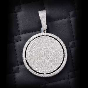 Colgante de Cristal de Lujo en Plata 925 con Baño de Rodio, Diseño Geométrico Circular, Microincrustaciones, Corte Brillante Redondo, Unisex, para Uso Diario - Product Image 2