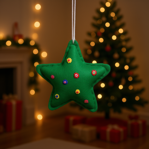 Cadeau de Noël Green Star en feutre de laine de qualité supérieure - Product Image 3