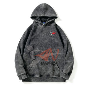 Sudadera con capucha vintage para hombre, 330 g/m², efecto desgastado por el sol, sin cordón, calidad E, gris lavado ácido, primavera-otoño 2026, venta al por mayor - Product Image 1