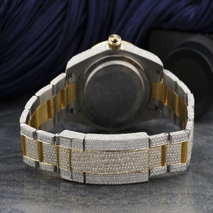 Luxury Round Iced Out <b>Watch</b> Moissanite Hip Hop Jewellery Two Tone Gold Silver <b>Arabic</b> Dial Statement Piece - Product Image 4