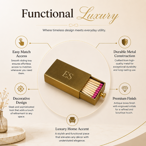 Premium Brass Matchbox Holder Decorative Sliding <b>Match</b> Storage Case with Pull Knob Refillable Luxury Home Decor Accessory <b>Box</b> - Product Image 5
