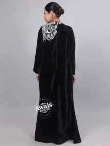 Ensemble 2 pièces de luxe AWAIS HOUSE pour femmes musulmanes, robe longue en velours uni perlé, lavable, coupe trapèze simple, vente en gros - Product Image 4