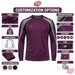 <b>Mens</b> Custom Long Sleeve Sports T-<b>Shirt</b> Breathable Quick Dry Performance Wear Polyester/Cotton <b>Collarless</b> Summer - Product Image 6
