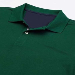 เสื้อโปโลแขนสั้นผู้ชาย สีเขียวล้วน ผ้าฝ้ายปิเก้ถัก ทรงลำลอง ติดกระดุมด้านหน้า ทรงปกติ - Product Image 5