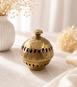 Brûleur d'encens rond en laiton fait à la main, forme conique avec trois pieds, usage religieux, diffuseur d'aromathérapie toutes saisons - Product Image 1