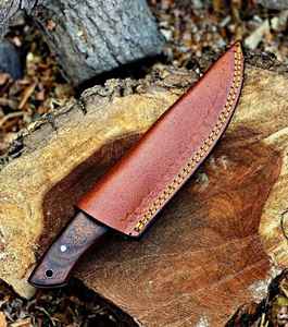 Couteau de chasse et de camping le plus vendu avec lame en acier Damas et manche en bois, personnalisable OEM, acier Damas de haute qualité - Product Image 6