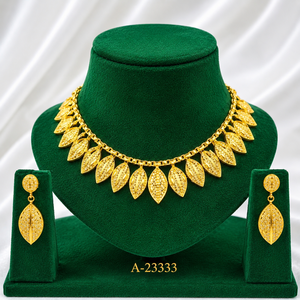 Classic 24K <b>Gold</b> Plated Necklace Earring <b>Set</b> Women's Floral Pattern Wedding Jewelry A-23309 - Product Image 6