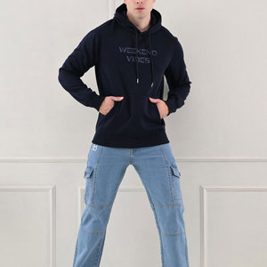 Sweat à capuche oversize en coton mélangé épais pour homme – Meilleure vente – Vêtement décontracté d'hiver pour homme – Sweat à capuche avec impression en relief - Product Image 4