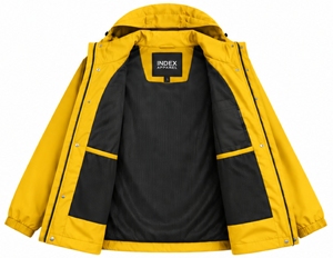 Chaqueta Impermeable con Capucha Amarilla para Hombre, Marca Index Apparel, con Cierre Frontal - Product Image 6