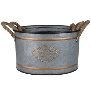 Juego de macetas rústicas galvanizadas con bandejas para jardinería interior, para recoger el exceso de agua y evitar ensuciar. - Product Image 6