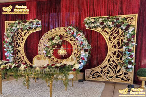 Marco 3D de Radha Krishna para decoración de boda, escultura de Radha Krishna de fibra de oro blanco, para vestíbulo - Product Image 4