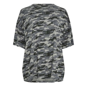 Camiseta de Mujer Oversize con Estampado de Camuflaje, Hombros Caídos, Manga Corta, Corte Regular, Transpirable, de Secado Rápido, Tejido de Punto, 100% Verano - Product Image 1
