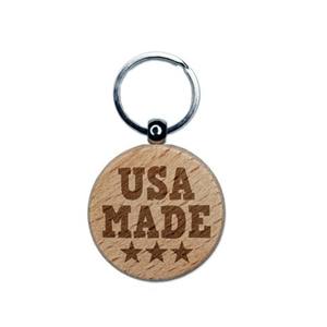 Porte-clés en bois gravé avec drapeau américain, breloque personnalisée, cadeau artisanal, souvenir pour la fête de l'indépendance, 4 juillet - Product Image 1