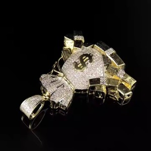 Pendentif unisexe plaqué or avec accents inspirés des diamants, bijoux tendance hip-hop pour tous les jours et les soirées - Product Image 2