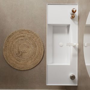 48 \ "bagno lavello lavabo integrato a parete galleggiante bianco rettangolare in acrilico lavello in legno naturale - Product Image 2