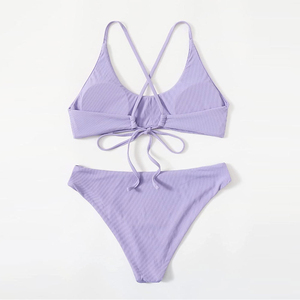 2026 Cute Women's <b>Bikini</b> <b>Set</b> Two-Piece <b>Triangle</b> Swimsuit Solid Pattern Tie Swimwear Bathing Suit Reasonable Price Swimsuit Women - Product Image 2
