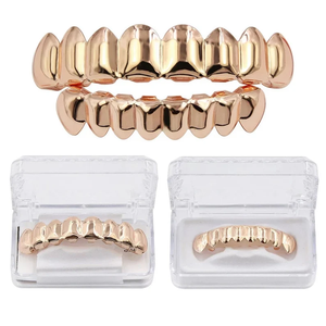 Grillz dentaire plaqué rhodium noir, style hip-hop, unisexe, pour usage quotidien, bijoux corporels en alliage de métal précieux - Product Image 2