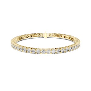 Pulsera de Diamantes Cultivados en Laboratorio, Corte Brillante de 6.37 CT, Cuatro Puntas, 7 Pulgadas, Chapada en Oro de 18K/14K/10K/925, Plata, para Mujer, Boda - Product Image 3