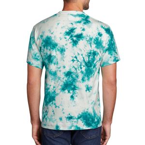 Wholesale Men's <b>Tie</b>-Dye Short Sleeve T-Shirt O-Neck Casual Knitted Regular Fit Teal <b>White</b> Patterned 100% Cotton 2026 - Product Image 4