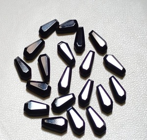 Obsidiana Negra Natural en Forma de Ataúd, Cabujón Facetado, Piedra Suelta con Reverso Plano, Gema para Fabricación de Joyas, Colgantes y Suministros de Artesanía - Product Image 1