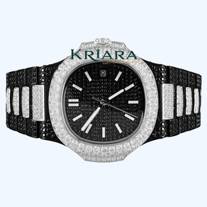 Reloj Automático de Cerámica Negra de Lujo para Hombre, de Primera Calidad, con Bisel Plateado con Diamantes, Estilo Hip Hop - Product Image 1