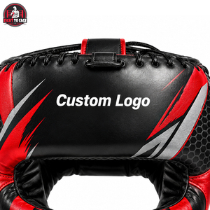 Protège-tête de boxe en cuir PU léger et écologique de qualité supérieure, couleur noir et rouge, service OEM/ODM, impression de logo personnalisée - Product Image 6