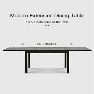 Grande Tavolo da Pranzo Estensibile in Alluminio da 53-106 Pollici, Rettangolare per 6-8 Persone, Regolabile per Interni ed Esterni - Product Image 2