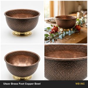 Cuenco Decorativo Rústico Hecho a Mano de Cobre de 25 cm con Base de Cobre y Latón Antiguo de Alta Calidad para Decoración del Hogar y Hoteles - Product Image 6