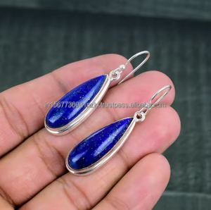 Boucles d'oreilles Lapis Lazuli Lapis Lazuli Gemstone 925 Boucles d'oreilles en argent massif Boucles d'oreilles faites à la main Dangle And Drop Boucles d'oreilles Cadeau pour femme - Product Image 5