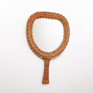 Superior quality rattan hand held <b>mirror</b> vintage style makeup handheld <b>mirror</b> girls essentials - Product Image 1