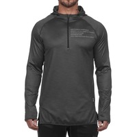 Sudadera con capucha de punto sólido para hombre, con cremallera de un cuarto, para gimnasio, ropa deportiva, de secado rápido, para correr, entrenar, trotar, fitness, tipo jersey.