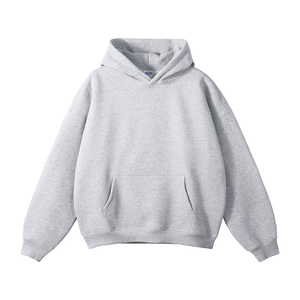 Sweat à capuche oversize gris chiné uni pour homme avec épaules tombantes et poche kangourou – Vêtements en gros OEM ODM - Product Image 1