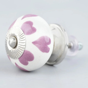 Boutons en céramique faits à la main en gros, motif Cœur violet, poignées de tiroir et de porte blanches, lot en vrac - Product Image 1