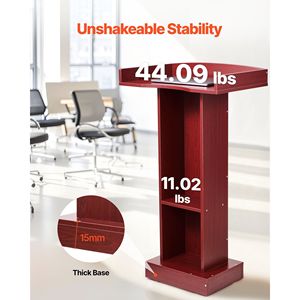 Elegante Podio in Legno da 41 Pollici con Leggio, Ampia Superficie di Lettura, Scrivania per Laptop, Ripiano Portaoggetti e Protezione Bordo per Conferenze - Product Image 5