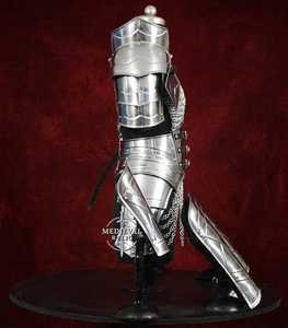 Medieval Relic <b>Silver</b> Plated Aluminium Armor Leg Piece Polished Antique Modern Art Collectible - Product Image 3