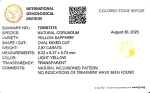 Zafiro amarillo ovalado natural de 2,98 quilates de Sri Lanka, piedras preciosas sueltas para la fabricación de joyas y anillos YSON-21 - Product Image 6