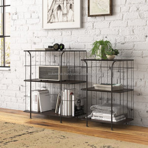 Librería Moderna de Malla Metálica Industrial con Estructura de Acero, Estante de Almacenamiento para Sala de Estar, Oficina en Casa y Muebles de Apartamento - Product Image 1