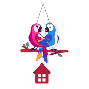 Décoration murale rectangulaire en MDF Arya Digital Modern Macaw Parrot, peinture murale en bois à suspendre, pièce unique pour la maison, le salon, le bureau - Product Image 5