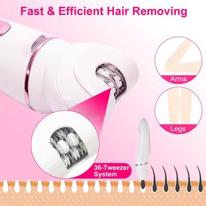 Kit d'épilation électrique 5-en-1 pour femmes, rechargeable, avec rasoir, brosse faciale, éliminateur de callosités et masseur 5 points - Product Image 6