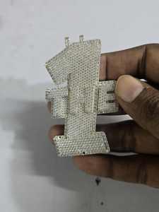 Colgante de Letra Unisex de Plata 925 con Baño de Rodio de Alta Gama, Estilo Hip Hop, con Moissanita VVS, Diseño Iced Out, de Moda - Product Image 5