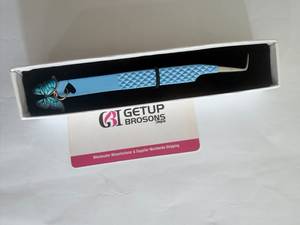 Pince à épiler pour cils GELUP BROSONS en acier inoxydable, pointe lisse, précision 90 degrés, design papillon bleu, emballage en boîte - Product Image 6