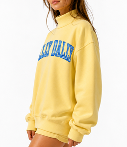 Wholesale Custom Oversized <b>Mock</b> Neck Sweatshirt Unisex Winter Cotton Fleece Chenille Patch Greek University Crew Neck Pullover - Product Image 4