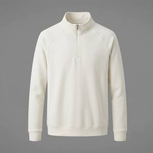 Sudadera de Algodón para Hombre con Cierre de Cremallera, Bolsillos Laterales, Color Beige, Precio de Fábrica, para Mercancía de Empresa, Marca Privada - Product Image 4