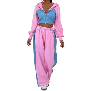 Ensemble de survêtement personnalisé de haute qualité pour femmes, 2 pièces, jogging en velours, tenue de jogging, sweat-shirt et pantalon de survêtement - Product Image 1