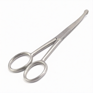 Tijeras para el vello de la nariz de 3.5 pulgadas con punta curva y redondeada, de acero inoxidable, seguras para recortar el vello de la nariz, orejas y rostro, herramienta de cuidado personal. - Product Image 1